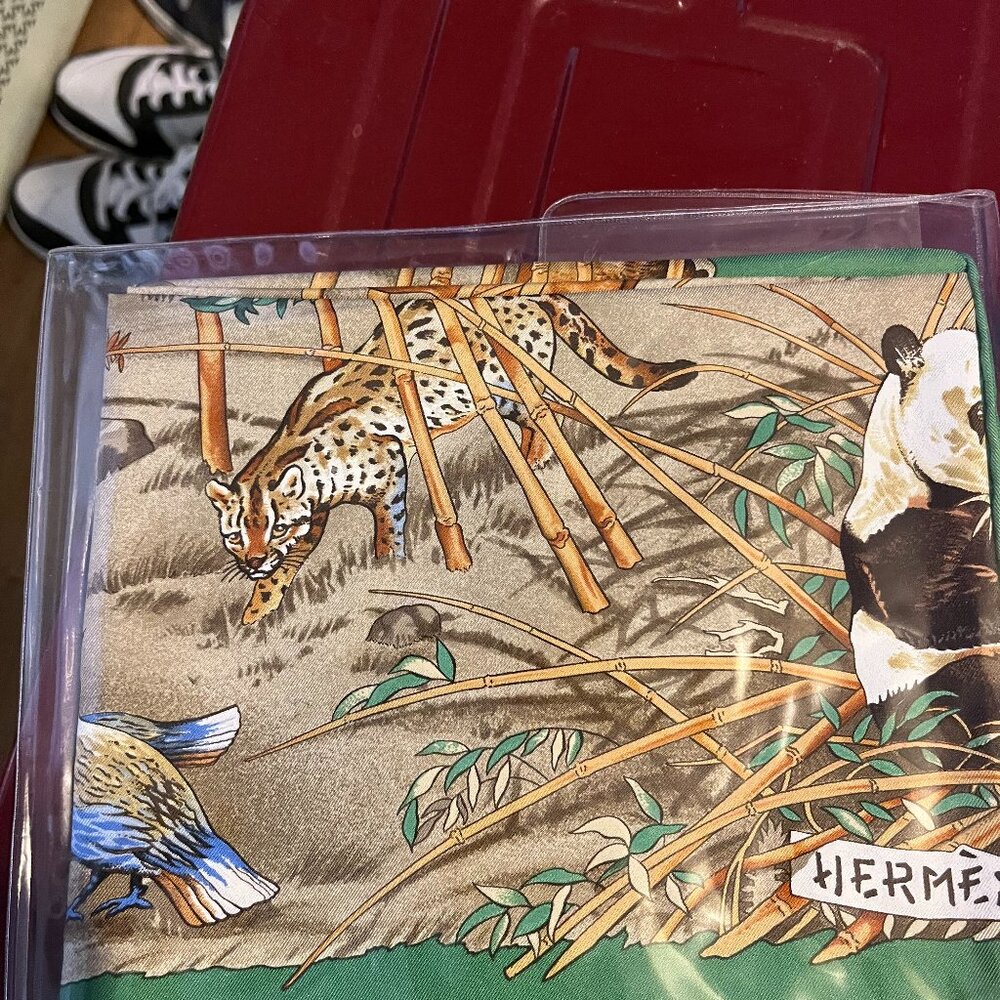 Hermes vintage scarf: jungle scene